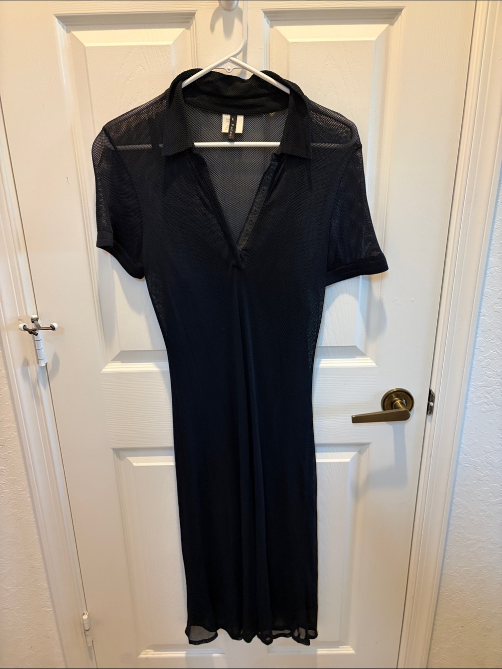 Poleci Sheer Mesh Black Polo Dress